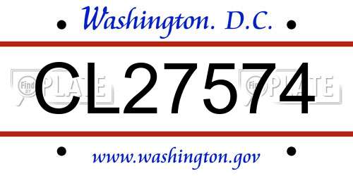 CL27574 District Of Columbia License Plate