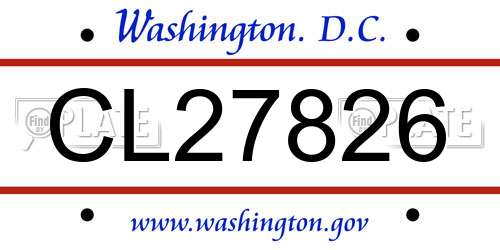 CL27826 District Of Columbia License Plate