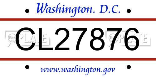 CL27876 District Of Columbia License Plate