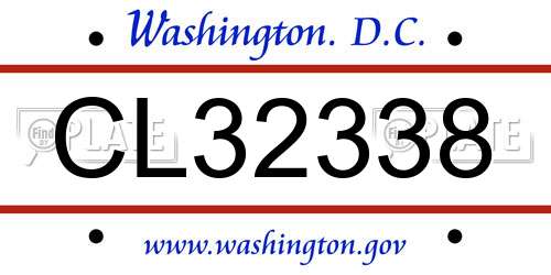 CL32338 District Of Columbia License Plate
