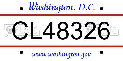 CL48326 District Of Columbia License Plate