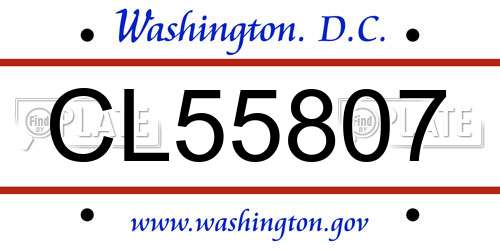 CL55807 District Of Columbia License Plate