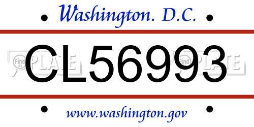 CL56993 District Of Columbia License Plate