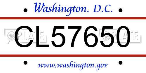 CL57650 District Of Columbia License Plate