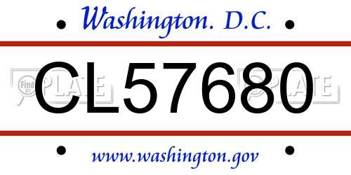 CL57680 District Of Columbia License Plate