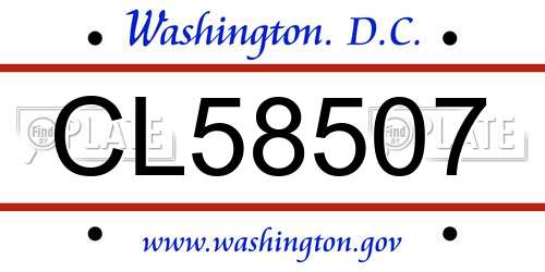 CL58507 District Of Columbia License Plate