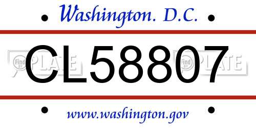 CL58807 District Of Columbia License Plate