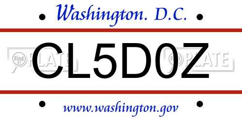 CL5D0Z District Of Columbia License Plate