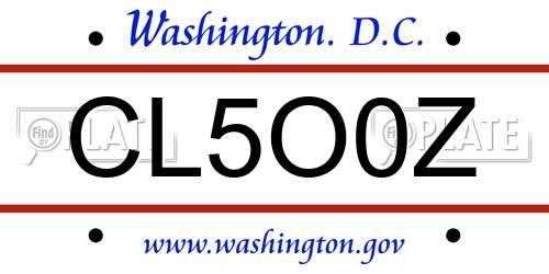 CL5O0Z District Of Columbia License Plate