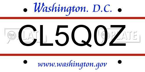 CL5Q0Z District Of Columbia License Plate