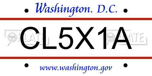 CL5X1A District Of Columbia License Plate