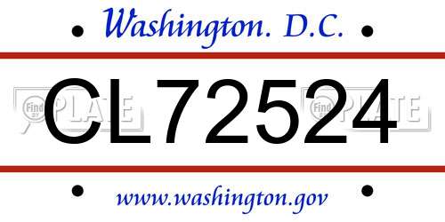 CL72524 District Of Columbia License Plate