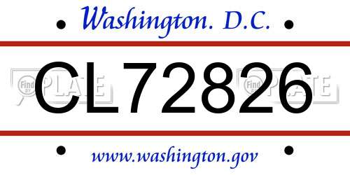 CL72826 District Of Columbia License Plate
