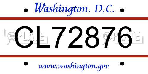 CL72876 District Of Columbia License Plate