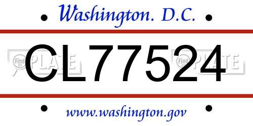 CL77524 District Of Columbia License Plate