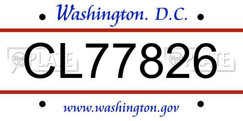 CL77826 District Of Columbia License Plate