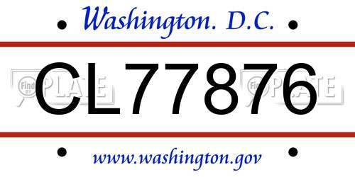 CL77876 District Of Columbia License Plate