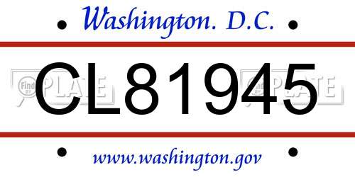 CL81945 District Of Columbia License Plate
