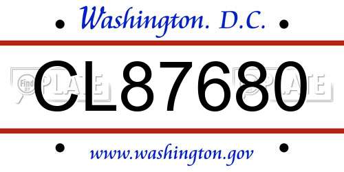 CL87680 District Of Columbia License Plate