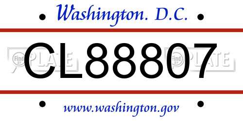 CL88807 District Of Columbia License Plate