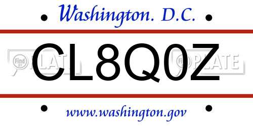 CL8Q0Z District Of Columbia License Plate