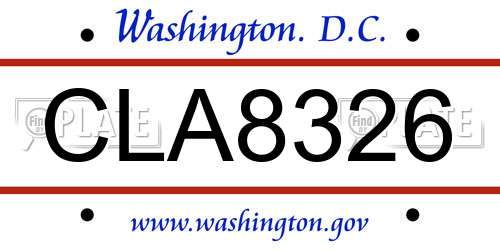 CLA8326 District Of Columbia License Plate