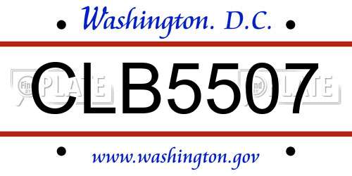 CLB5507 District Of Columbia License Plate