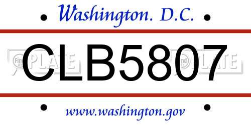 CLB5807 District Of Columbia License Plate