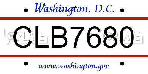 CLB7680 District Of Columbia License Plate