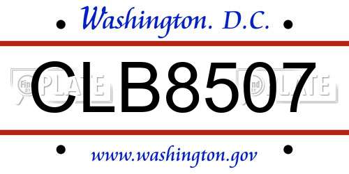 CLB8507 District Of Columbia License Plate