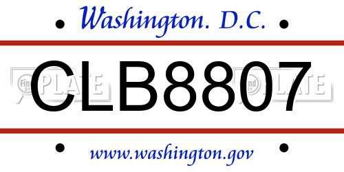 CLB8807 District Of Columbia License Plate