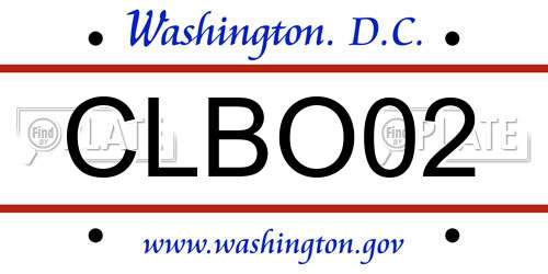 CLBO02 District Of Columbia License Plate