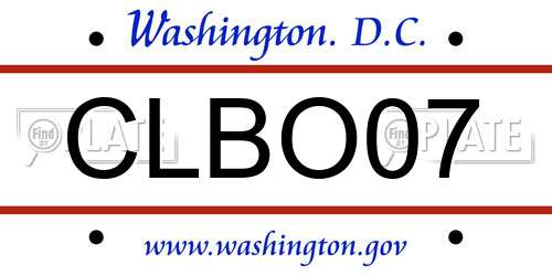 CLBO07 District Of Columbia License Plate