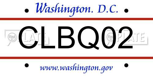 CLBQ02 District Of Columbia License Plate