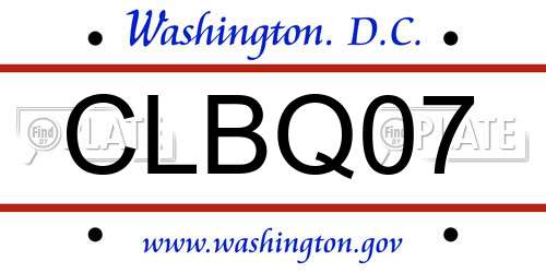 CLBQ07 District Of Columbia License Plate