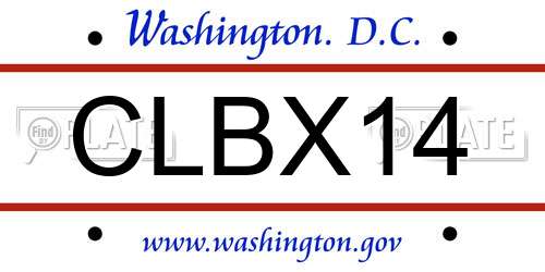 CLBX14 District Of Columbia License Plate