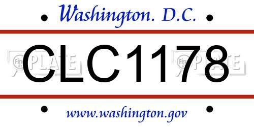 CLC1178 District Of Columbia License Plate