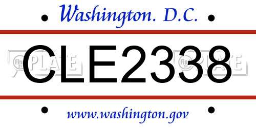 CLE2338 District Of Columbia License Plate