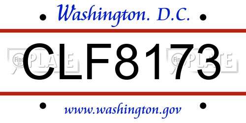 CLF8173 District Of Columbia License Plate