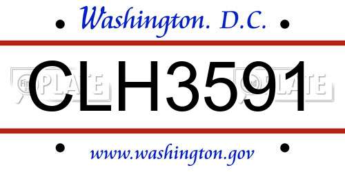 CLH3591 District Of Columbia License Plate