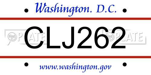 CLJ262 District Of Columbia License Plate