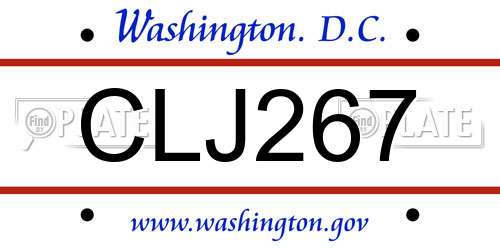 CLJ267 District Of Columbia License Plate