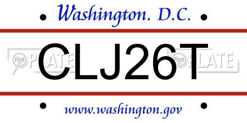 CLJ26T District Of Columbia License Plate