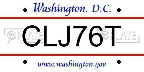 CLJ76T District Of Columbia License Plate