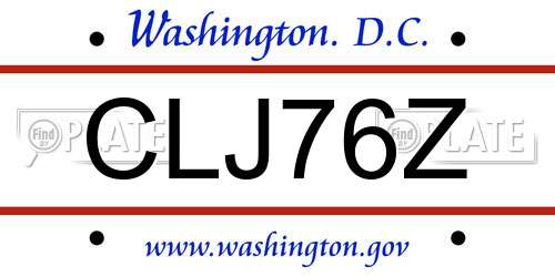 CLJ76Z District Of Columbia License Plate