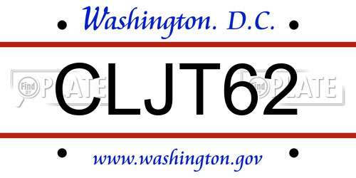 CLJT62 District Of Columbia License Plate