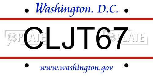 CLJT67 District Of Columbia License Plate