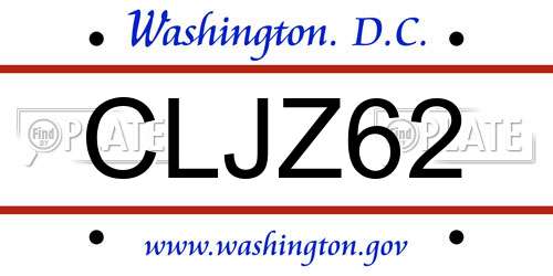 CLJZ62 District Of Columbia License Plate