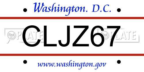 CLJZ67 District Of Columbia License Plate