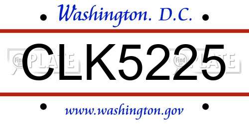 CLK5225 District Of Columbia License Plate
